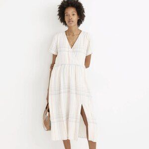 Madewell Plus Linen-Blend Clara Midi Dress in Plaid Size 1x